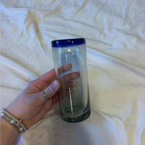 Blue Rimmed Glass cup
